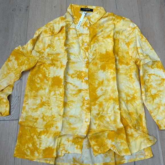 NWT Caara Yellow Button Down Shirt - Picture 1 of 4